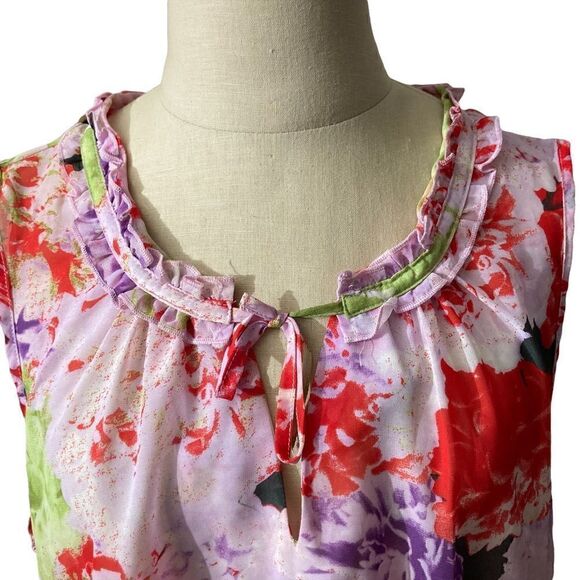 Wildflower Sheer Flowered Tank Top / SZ: XL - Picture 2 of 7